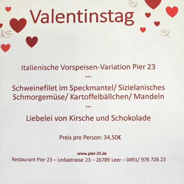 ❤️Morgen ist Valentinstag❤️
#leerostfriesland #restaurantostfriesland #kulinarisch