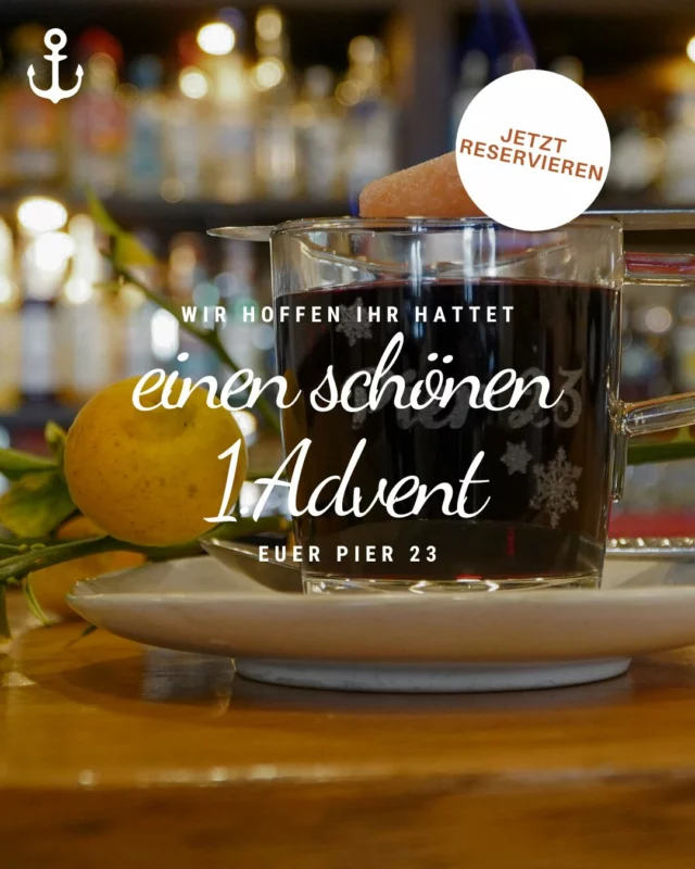 Wir hoffen, ihr habt einen wunderschönen 1. Advent genießen können – bei uns im Pier 23 oder gemütlich zuhause mit euren Liebsten. ✨

Damit ihr auch in den kommenden Wochen keine kulinarischen Highlights verpasst, schaut in unseren kulinarischen Kalender und sichert euch rechtzeitig eure Plätze.
Alle Infos findet ihr hier: https://pier-23.de/veranstaltungen/

#pier23 #advent #leer